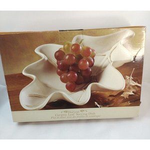 Harvest Ceramic Leaf Serving Dish NOS CREAM COLOR 14"X 9"1/2
